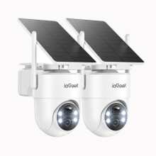 ieGeek 2K/3MP 360 PTZ Security Camera Outdoor Wireless with Removable Solar Panel,Continuous Power 2.4G WIFI CCTV Camera,PIR Motion Detection,Color
