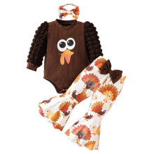 Conjuntos para bebés niñas: Conjunto de ropa para bebé con estampado de pavo de Acción de Gracias, pelele, mono, body de manga larga, conjunto de