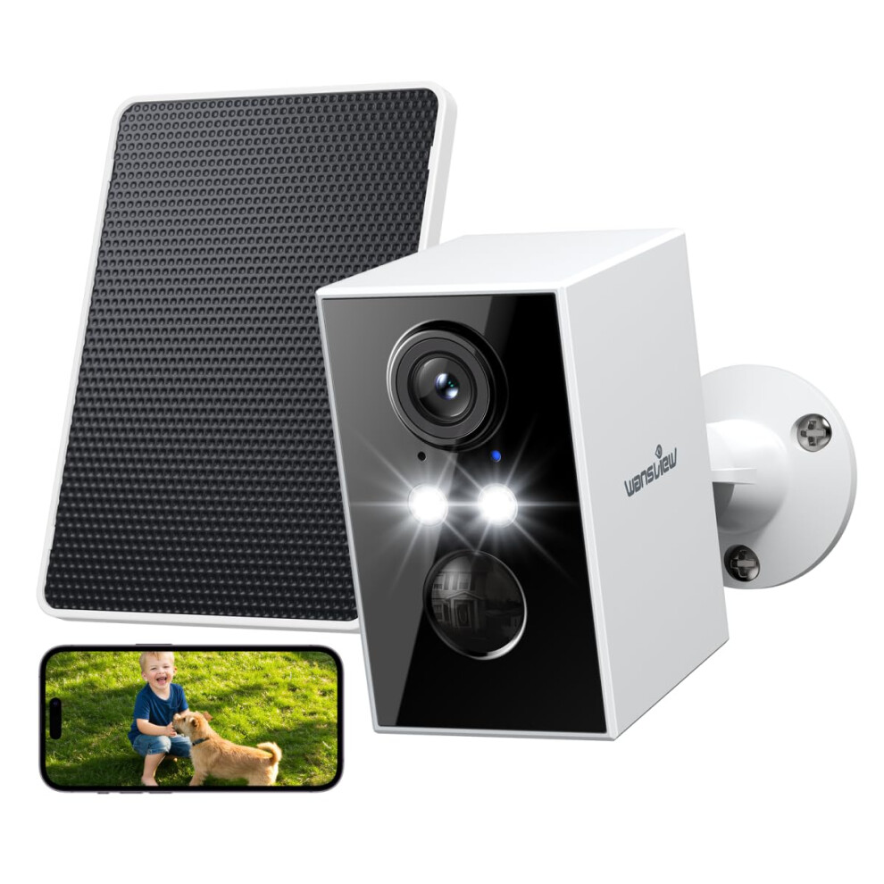 Wansview Solar Security Camera Outdoor Wireless, 2K Outdoor Camera, Battery Operated Cctv Cameras House Security, Pir Detection, Colour Night Vision, 5007815691367