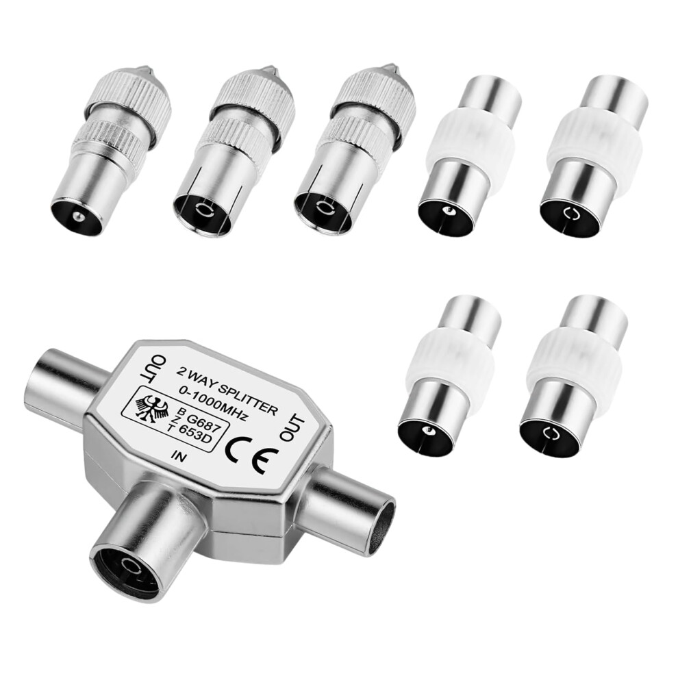 Tv Aerial Splitter 2 Way With Male And Female Connectors, Tv Ariel Connections, Cable Tv Coaxial Splitter, Tv Signal Booster 5004240848465