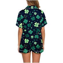Damen-Pyjama-Set mit Blumenmuster, 2er-Packung: Kurzarm-Oberteil und Shorts