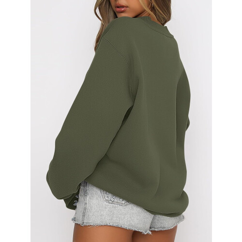 Γυναικεία μπλούζα με μακριά μανίκια, casual, ζιβάγκο, άνετη γραμμή, φλις μπλούζες με 1