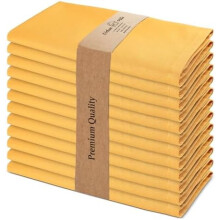 12-pack 20x20" tygservetter i 100 % bomull – tvättbara, mjuka, slitstarka, absorberande – senapsgrå – kompatibel med hotell, restaurang,