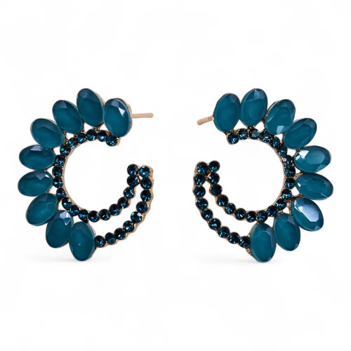 Teal Green - Vintage Glass - Loop - Earrings 2