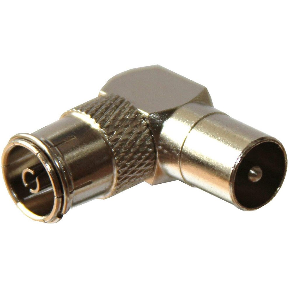 Electrosmart 90 Degree Right Angle / Angled Tv Aerial Cable / Coax Plug Lead Adaptor - Male Coax / Coaxial Plug To Female Coax / Coaxial Socket Conne 64162249