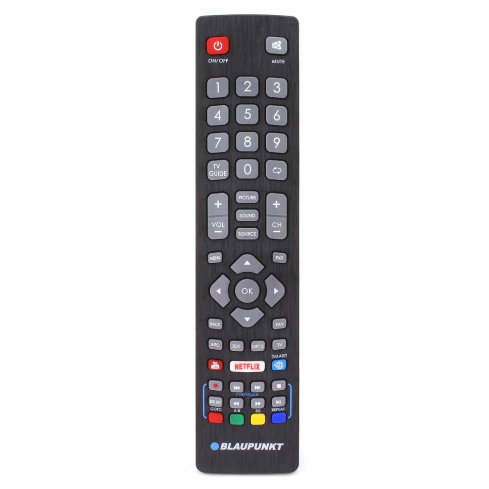 Original Tv Remote Control For Blaupunkt Blf/Rmc/0008 Full Hd Led 3D Smart Led With Netflix Youtube 3D Smart Buttons Black 96113295
