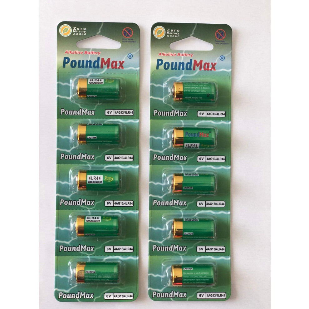 10 X Poundmax 4Lr44 4G13 L1325 A544 476A 6V Alkaline Batteries By Poundmax 5009920585555