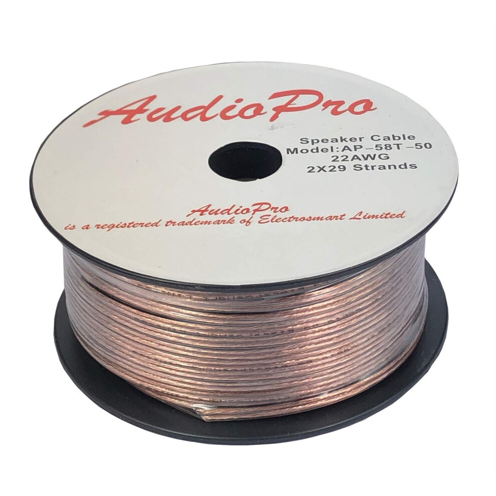 Audiopro Speaker Cable Wire 22 Awg (2 X 29 Strands) Select 25M Or 50M Reel Colour /Clear Transparent Hifi Home Audio Surround Sound Etc (50M Ree White 92411074