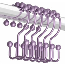 Anneaux de fixation pour rideau de douche, crochets de douche doubles coulissants en métal antirouille pour barres et rideaux de douche de salle de