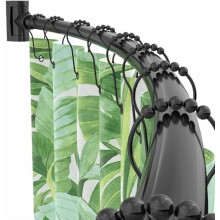 Curved Shower Curtain Rod 38-72", Adjustable, 0.9mm Thick, Black, Rotate Bracket, Drilling Required