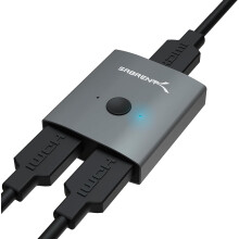 SABRENT HDMI Switch 2 in 1 Out 4K 60Hz, Bi-Directional Aluminium HDMI Switcher, Plug-and-Play Manual Selector for TV PS5 PC (DA-HSW2)