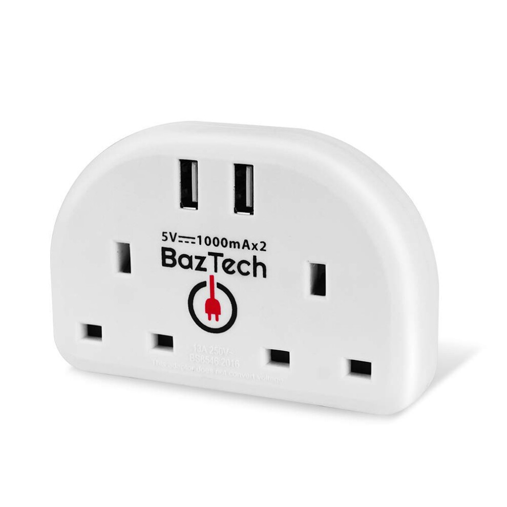 Uk To European Plug Adapter With 2 Usb, Travel Adapter Plug Uk To Eu Europe, Euro Schuko Grounded Charger For Germany France Spain Turkey Greece Ital Baztechelectros