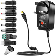SoulBay Universal 30W 3V 4.5V 5V 6V 7.5V 9V 12V AC/DC Adapter Switching Power Supply Charger PSU with 8 Selectable Adaptor Tips for 3V-12V Household