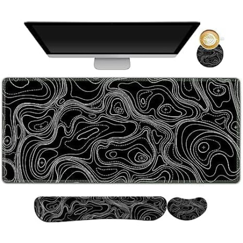 Ensemble tapis de souris gaming avec repose-poignet et support clavier
