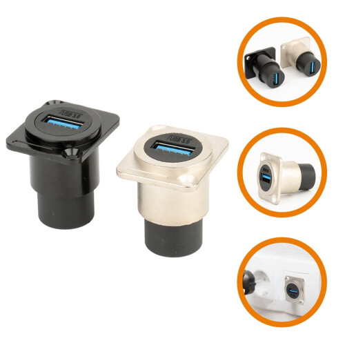 2 buc Conector USB de tip pass-through, tip mamă-mamă, extensie USB 3.0 2