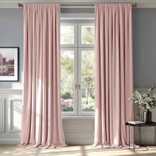 Baby Pink Velvet Thermal Blackout Curtains, 84" Long, Rod Pocket, Set of 2 – Compatible with Standard Curtain Rods