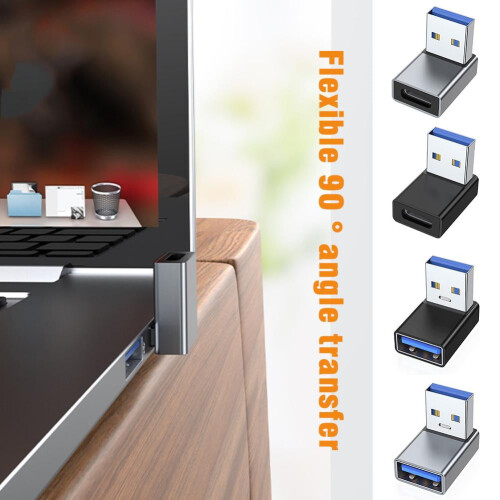Adapter USB 3.0A męski na żeński kątowy 1