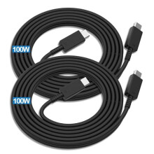 2-pack 1,8 meter USB-C till USB-C-kabel, 100W/5A snabbladdning, kompatibel med Samsung Galaxy S25-S21, iPhone 17-15, MacBook, iPad Pro