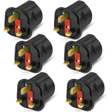VGUARD European to UK Plug Adapter 6 Pack (NOT for UK Shavers/Toothbrushes Bathroom Plugs), EU to UK Plug Adapter 2 Pin Plug Adaptor to 3 Pin for Tra