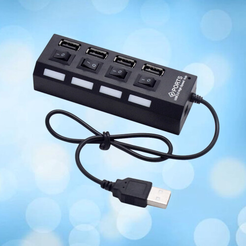 Concentrador USB 2.0 negro de 4 puertos independiente 2