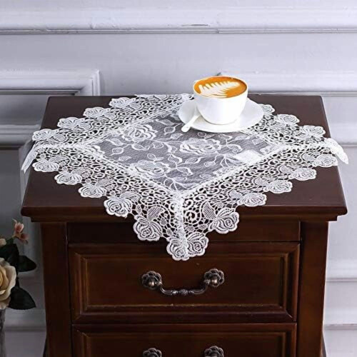 Vintage Lace Macrame Rectangle Tablecloth, Off-White, 43" x 2