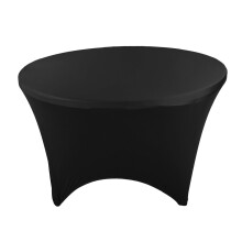 Round Tablecloth with Four Corner Elastic Bands for Secure Universal Fit on Large Circular Dining and Wedding Tables