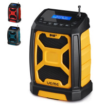 UEME 5W Rugged DAB/DAB+ FM Cordless Site Radio, Bluetooth, USB Rechargeable, Yellow/Black