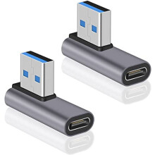 90 USB-C female naar USB-A male adapter, USB 3.1 10 Gbps, dubbelzijdig opladen en synchroniseren, compatibel met MacBook, laptop en Quest Link.