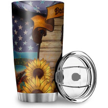Happy Fall 20oz Isolierter Edelstahlbecher mit Klappdeckel – Geeignet für heiße und kalte Getränke