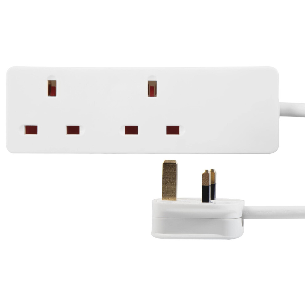 Pro Elec 2ÂGang Mains Extension Lead, 7.5M Cable, 13A, White Â Pelb1991 5004933625076