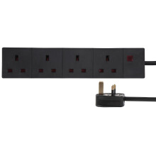 PRO ELEC PELB1998 Mains Extension Lead with Neon Indicator, 4 Gang, 7.5m, Black