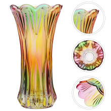 FRCOLOR Kristallen glazen vaas voor thuisgebruik, meerkleurige, eenvoudige bloemenvaas voor boeketten (7,5 inch).