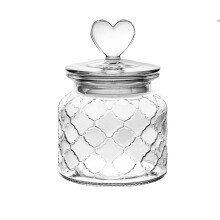Tarro de cristal hermético Yurqghjb con tapa en forma de corazón y textura de rejilla, 22 oz, 1 unidad