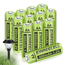 KINREECELL Rechargeable AA Batteries, Ni-MH Double A Solar Batteries True Capacity 1.2V Pre-Charged for Solar Lights, String Lights, Solar Pathway Li