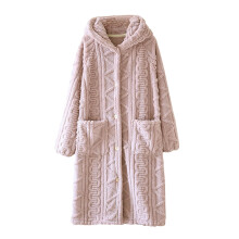 Bata de algodón para mujer con capucha, bata de baño suave y afelpada con bolsillos, cómoda ropa de estar por casa, kimono, bata de dormir para