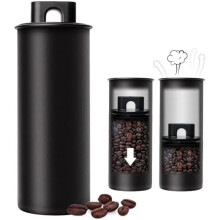 Boîte à café sous vide de 1,9 L (67 oz), récipient hermétique en acier inoxydable pour grains et café moulu, préserve la fraîcheur –