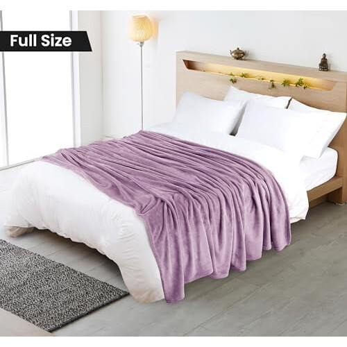 Lilac Fleece Blanket Full Size Soft Microfibre 1