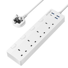 AICODE 4-Way Extension Lead With USB Slots, Surge Protected, 1.5M Extension Cable, Individual Switches, 1 USB C & 3 USB A Ports, Multi Plug Adapter S