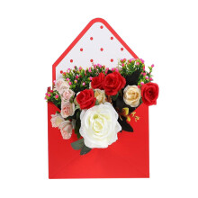 Alla hjärtans dag presentask med blommor röd kuvertstil