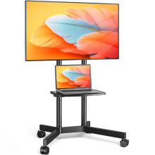 TVON Mobile TV Stand on Wheels for 32-75 Inch LCD LED Flat Panel Plasma TVs, Corner TV Floor Stand with Shelf Height Adjustable TV Trolley Max VESA 4
