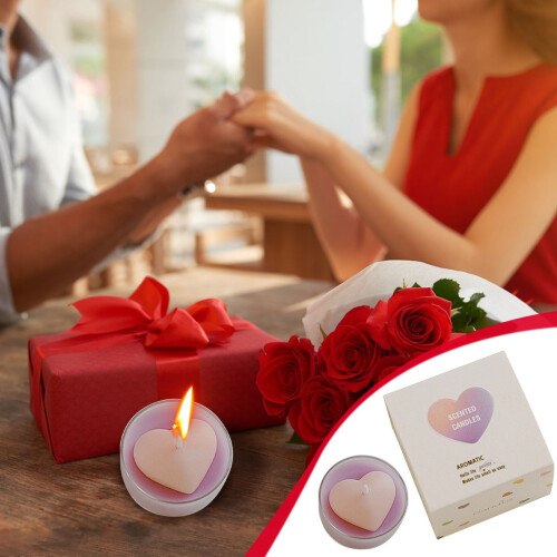 Vela aromática redonda con forma de corazón, 1 unidad. 1