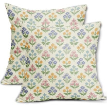 Fundas de almohada de Pascua con estampado floral primaveral, 45 x 45 cm, juego de 2, rosa/amarillo/azul/morado – Fundas de almohada estilo