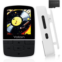 Yoton MP3 Player with Bluetooth 5.2, 64GB Storage, Mini Size, HiFi Music, with Sports Clip, Independent Volume Control, FM Radio, Includes Headphones
