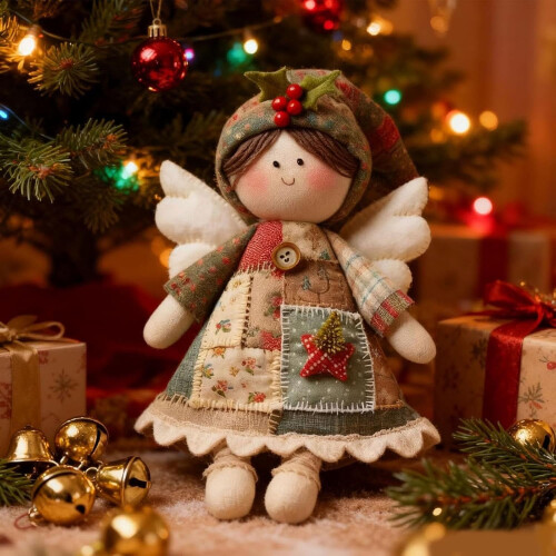 Dockor - Patchwork Angelss Babydocka, Handgjord DIY Patchwork-docka Sy-kit, Flickpresenter, Perfekt julklapp 1