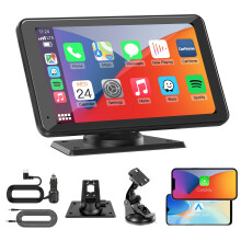 KAXRUO Portable Wireless CarPlay Android Auto Screen - Car Stereo 7" HD Touchscreen Radio CarPlay Screen for Car Fits Apple&Android, Car Audio Receiv