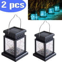 MesaSe2Pack Lampes solaires d'extérieur suspendues, lanternes solaires de jardin pour terrasse et cour, étoile bleue, allumage automatique du