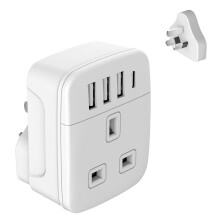 Amoi UK to Australia Plug Adapter,Australian Plug Adaptor From UK,Uk to China Plug Adapter, Grounded UK to Australia Travel Adapter with 4 USB Ports