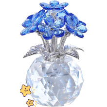 Forget Me Not Flowers Blue Crystal Flowers Crystal Ornaments for Home Office Tabletop Centerpieces 4.3x2.8 inch