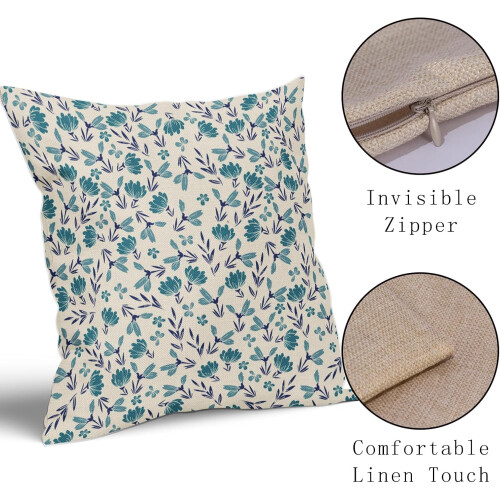 Fodere per cuscini floreali vintage, 45x45 cm, misto lino, set da 2 2