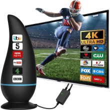 2026 Indoor TV Aerial, Digital TV Ariels Indoor 350+ Miles Long Range with Signal Booster for Freeview, Amplified Digital TV Antenna 4K 1080P HD with